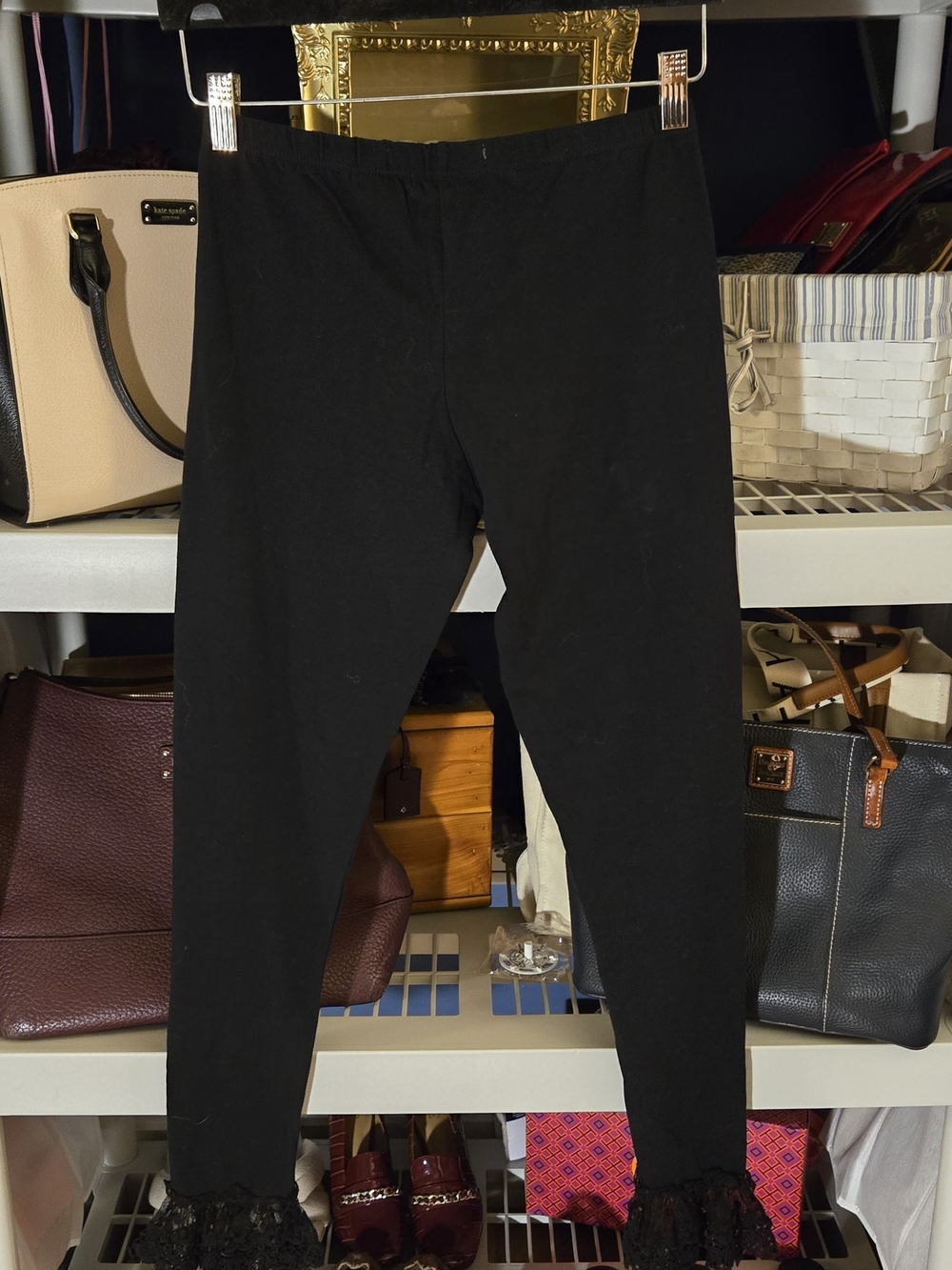 Hopeless Romantic Black Lace-Hem Leggings - Women